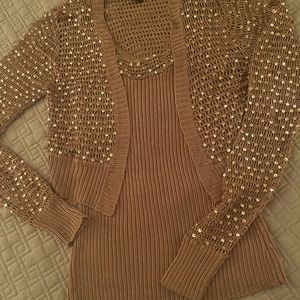 Beautiful Copper Sequined Trim Sweater Set